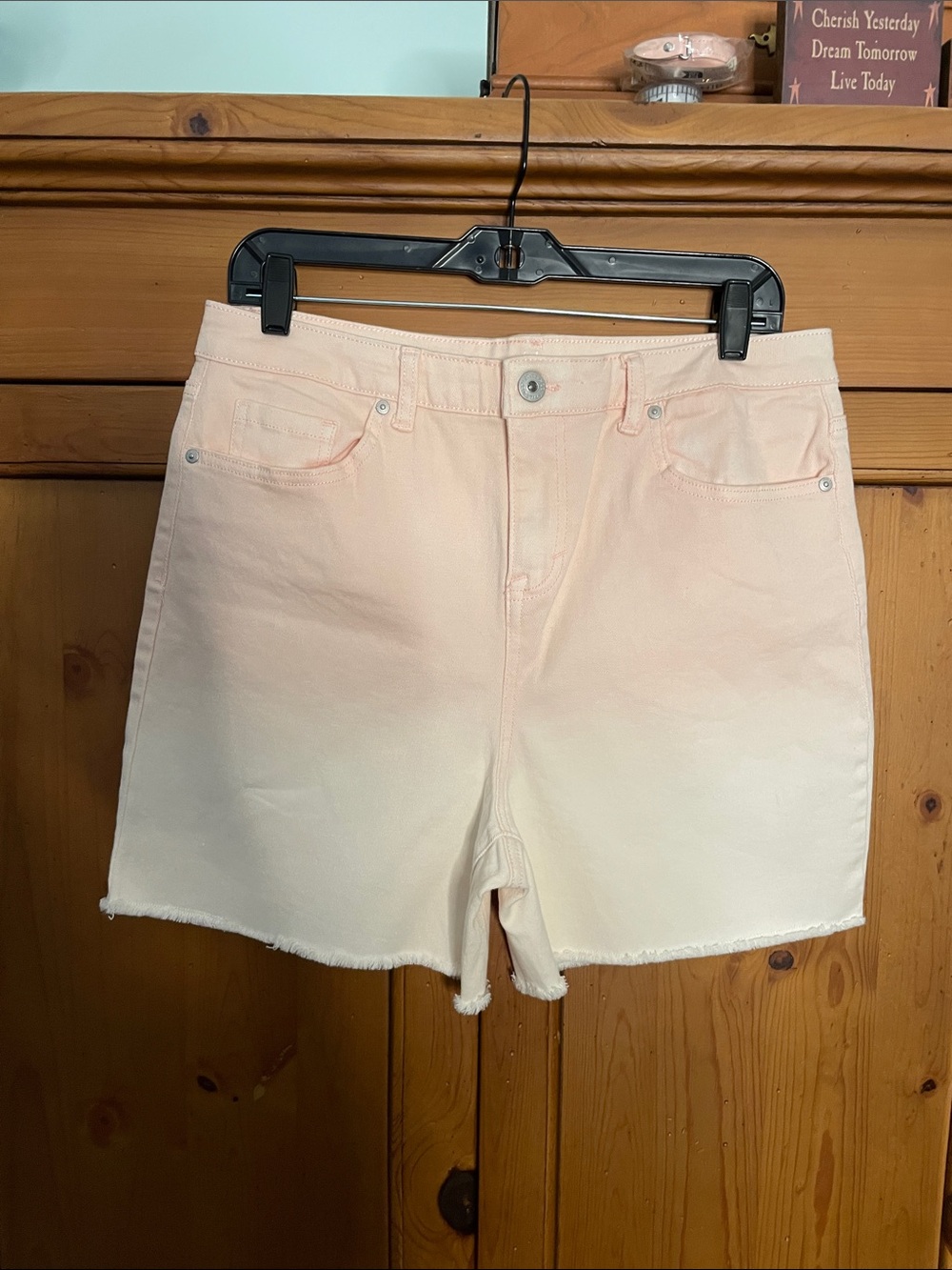 Style & Co. Ombre Peach to Shell Pink Denim Shorts
